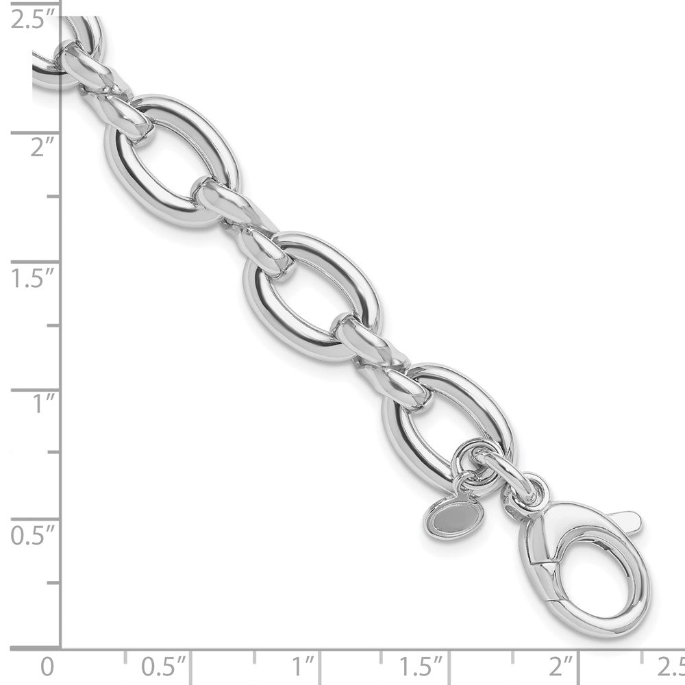 Sterling Silver RH-plt Polished Fancy Link with .25in ext. Bracelet