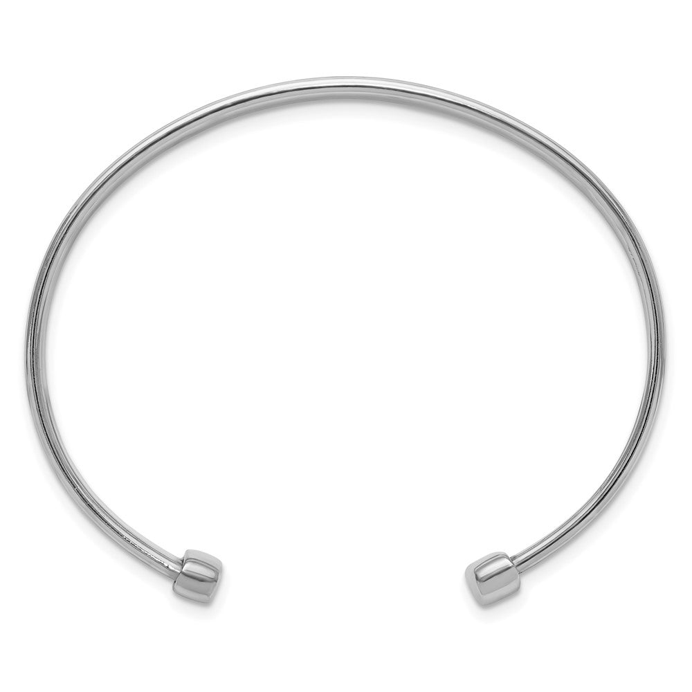 Sterling Silver Rhodium-plated Polished/Braided Cuff Bangle