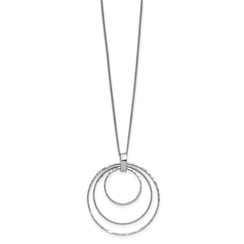 Sterling Silver Rhodium-plated Diamond-cut Circles Necklace