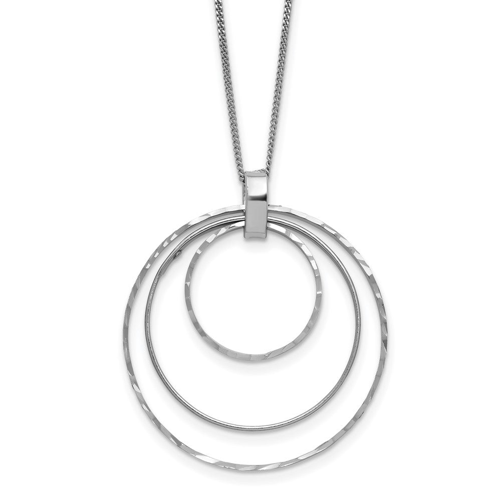 Sterling Silver Rhodium-plated Diamond-cut Circles Necklace