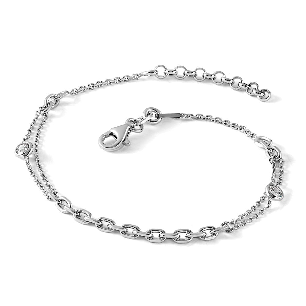 Sterling Silver Rhodium-plated CZ with 1in ext. Bracelet