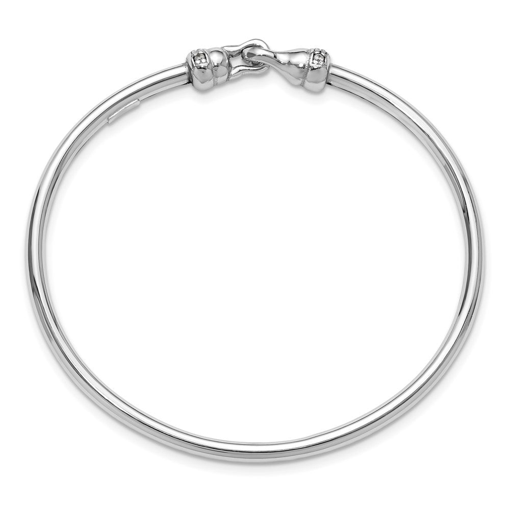 Sterling Silver Rhodium-plated Polished CZ Flexible Bangle