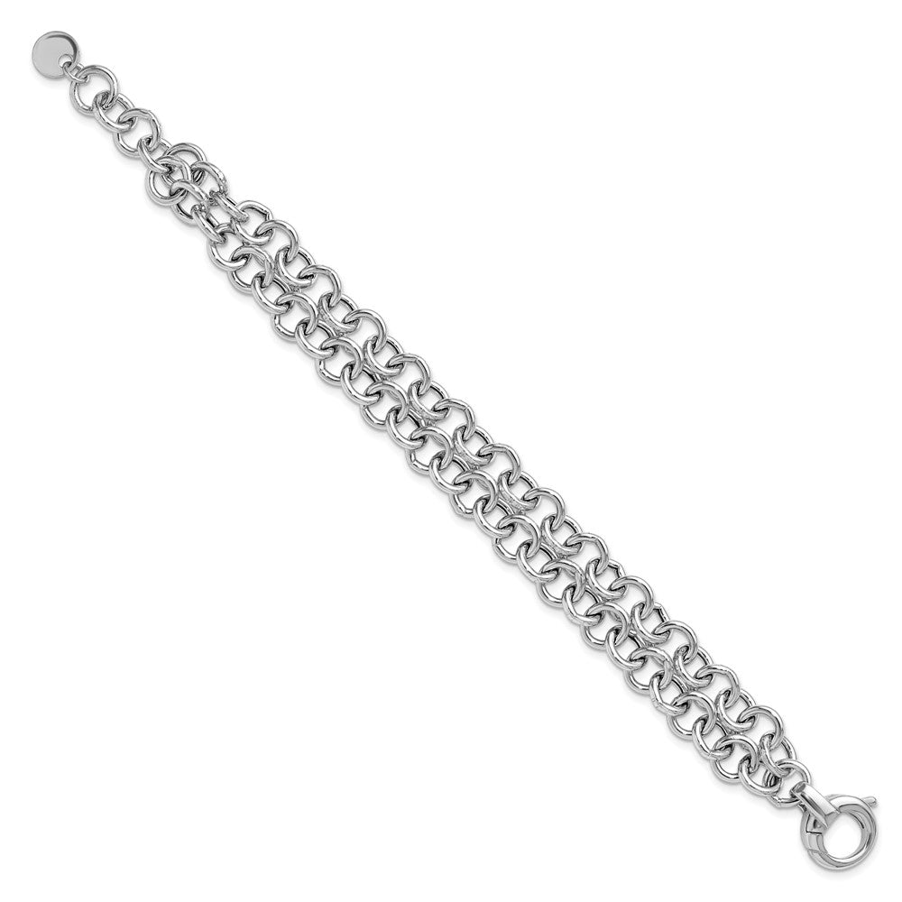 SS Rhodium-plated Polished 2-strand Circle Link Bracelet