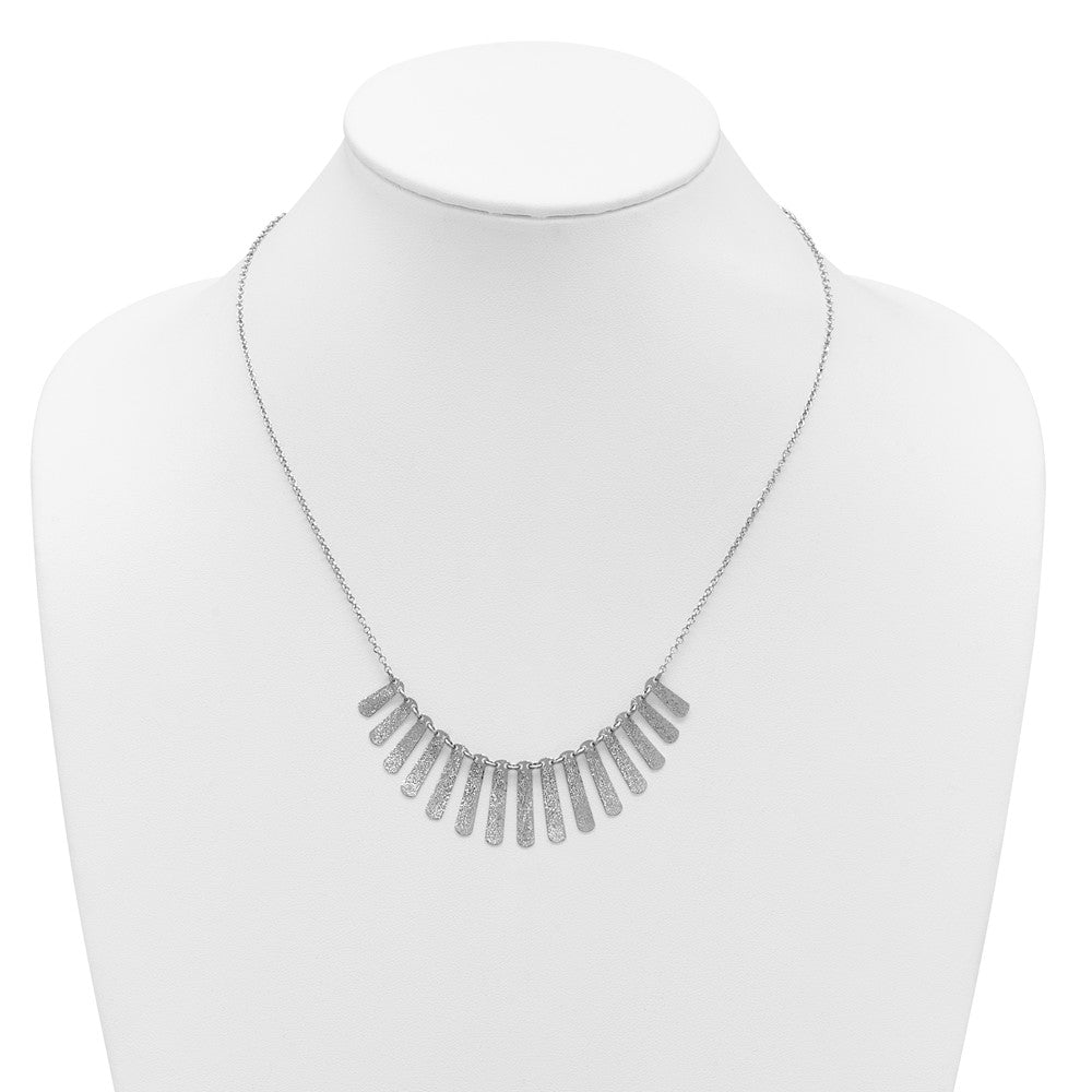 SS Radiant Essence Pol/Textured Bars with 2in Ext. Necklace