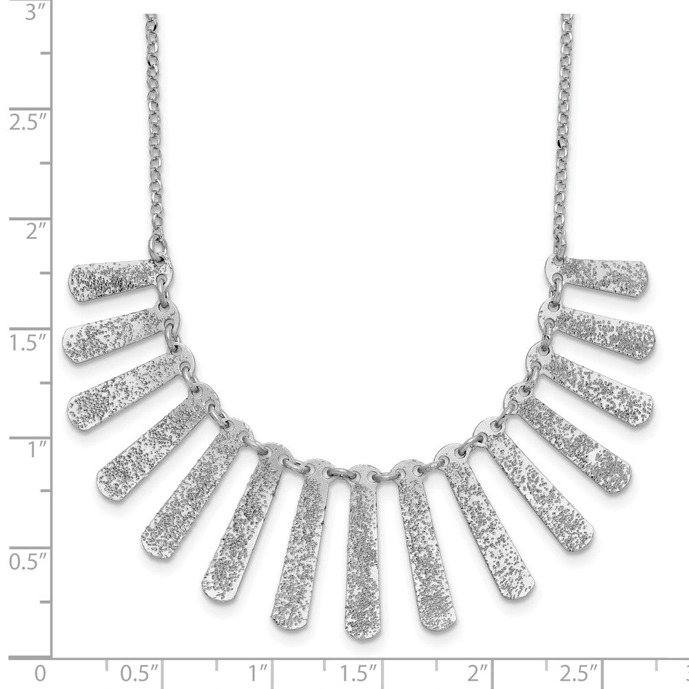 SS Radiant Essence Pol/Textured Bars with 2in Ext. Necklace