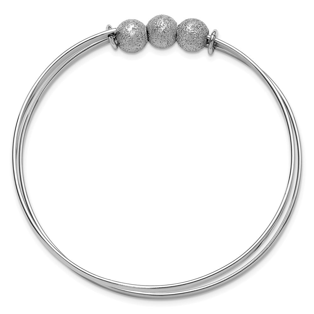 SS Radiant Essence Polish/Textured Beads Flexible Bangle