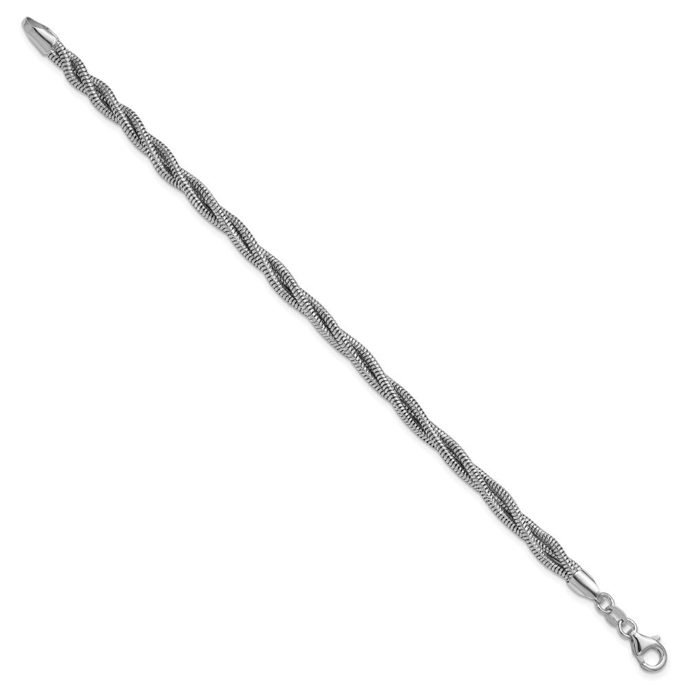 Sterling Silver Rhodium-plated Polished and Twisted Bracelet
