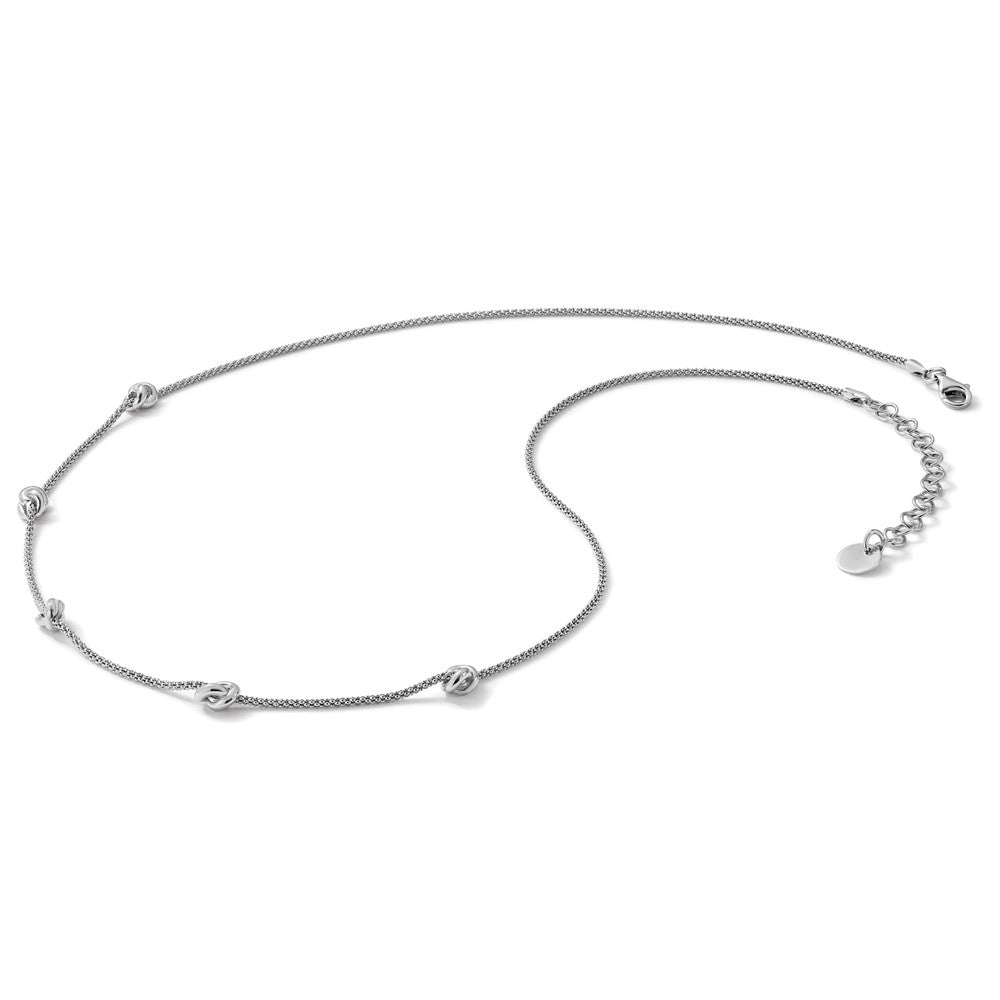 Sterling Silver RH-plt Polished Love Knot with 2in ext. Necklace