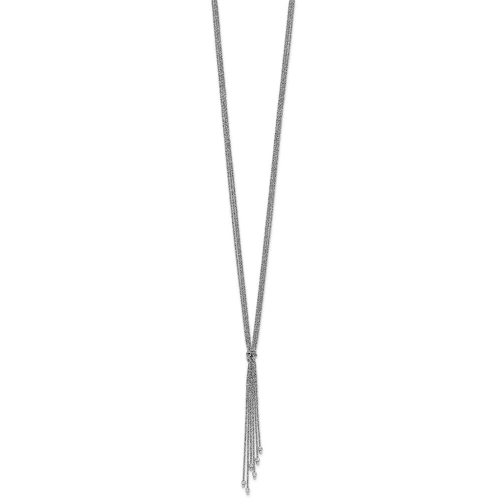 Sterling Silver RH-plt Pol/Dia-cut Drop with 2in ext. Necklace
