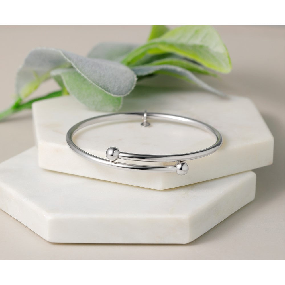 Sterling Silver Rhodium-plated Flexible Bypass Bangle