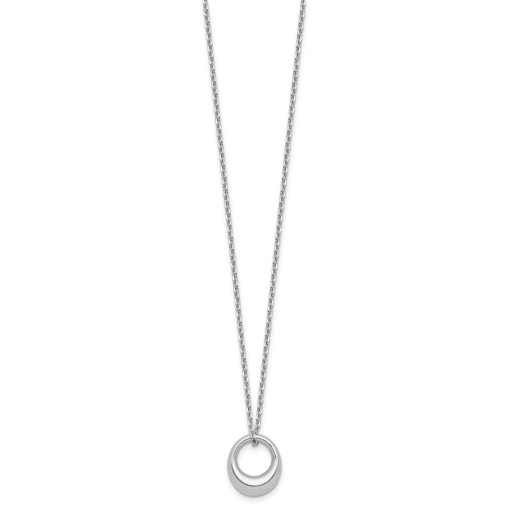 Sterling Silver Rhodium-plated Fancy Open Circle with 2in ext. Necklace