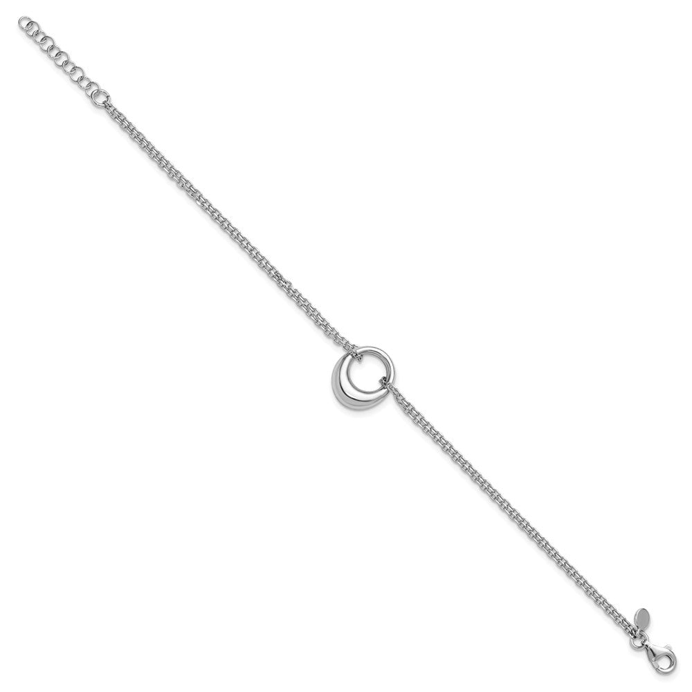 Sterling Silver Rhodium-plated Open Circle 2-Strand with 1in ext. Bracelet