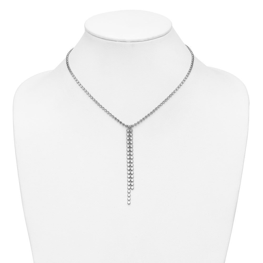 Sterling Silver Rhodium-plated Polished DC Drop with 2 ext. Necklace