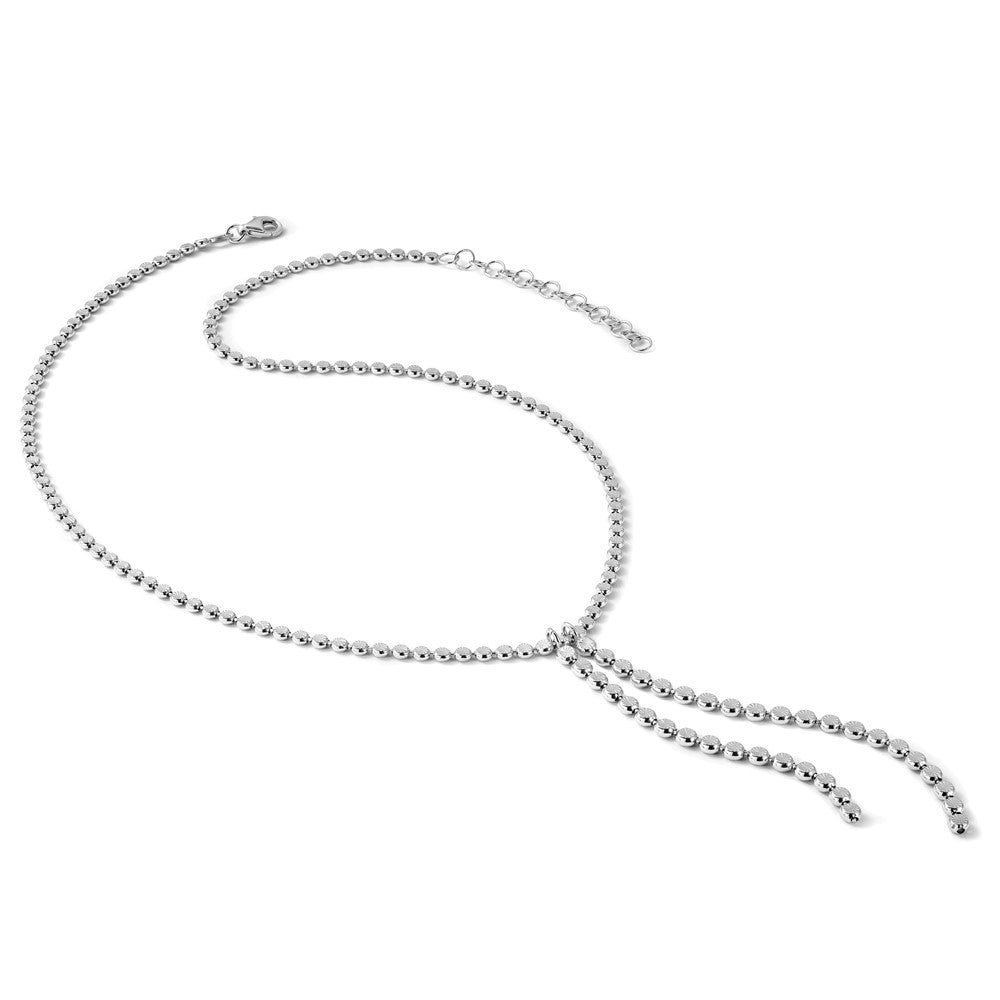 Sterling Silver Rhodium-plated Polished DC Drop with 2 ext. Necklace