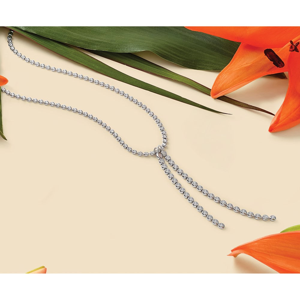 Sterling Silver Rhodium-plated Polished DC Drop with 2 ext. Necklace