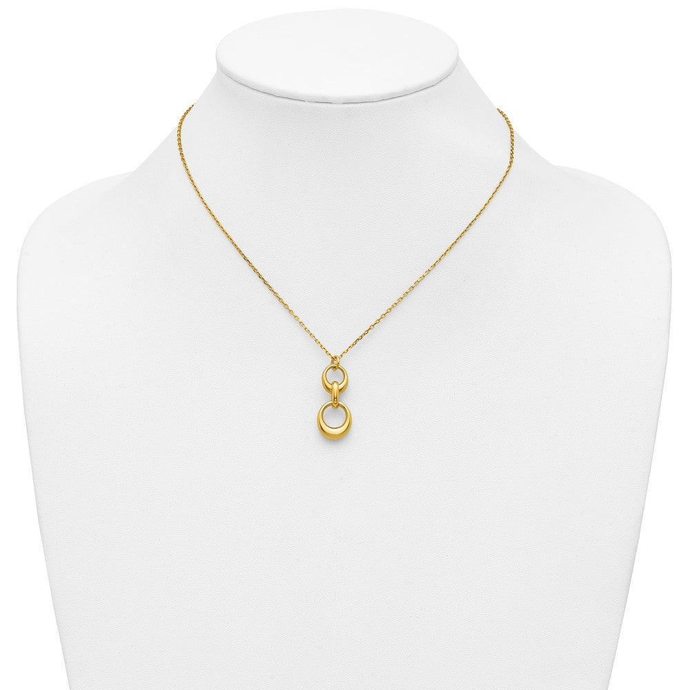 Sterling Silver Gold-tone Polished Fancy with 1in ext. Necklace