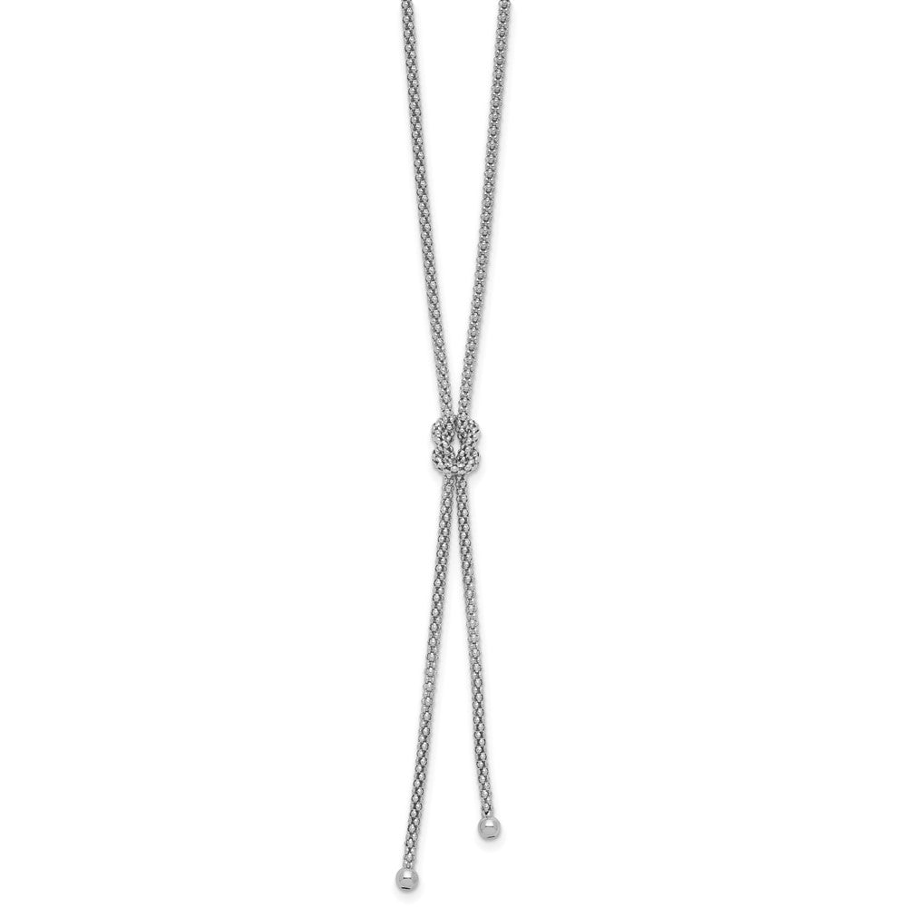 Sterling Silver Rhodium-plated Pol. with Knot Drop with 2in ext. Necklace