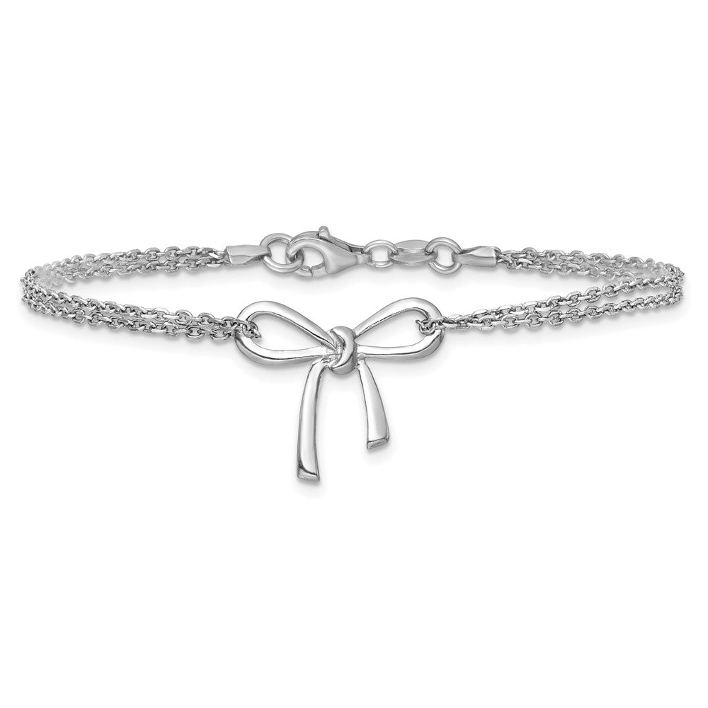 Sterling Silver Rhodium-plated Polished Two-strand Bow Bracelet