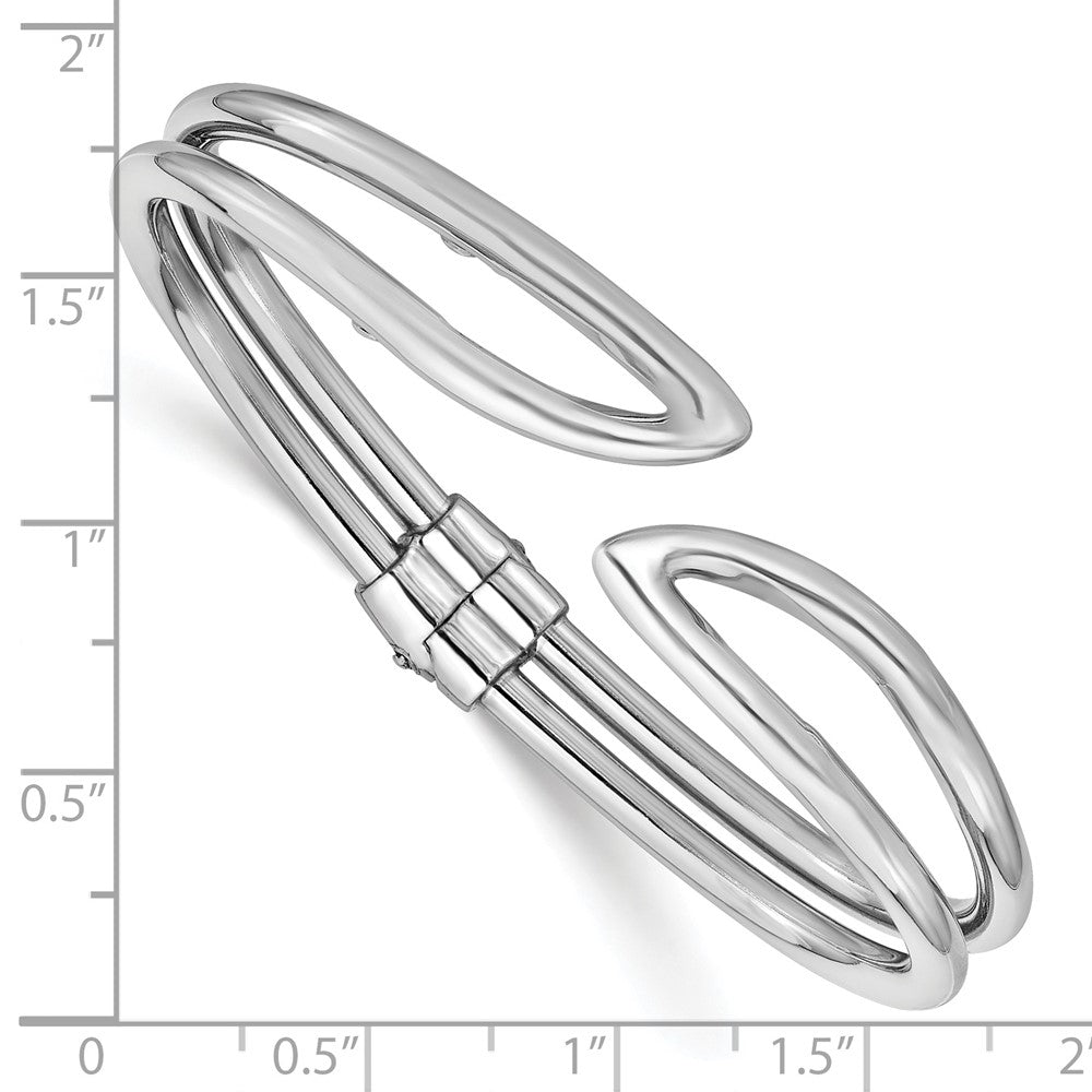 Sterling Silver Rhodium-plated Polished Hinged Bangle
