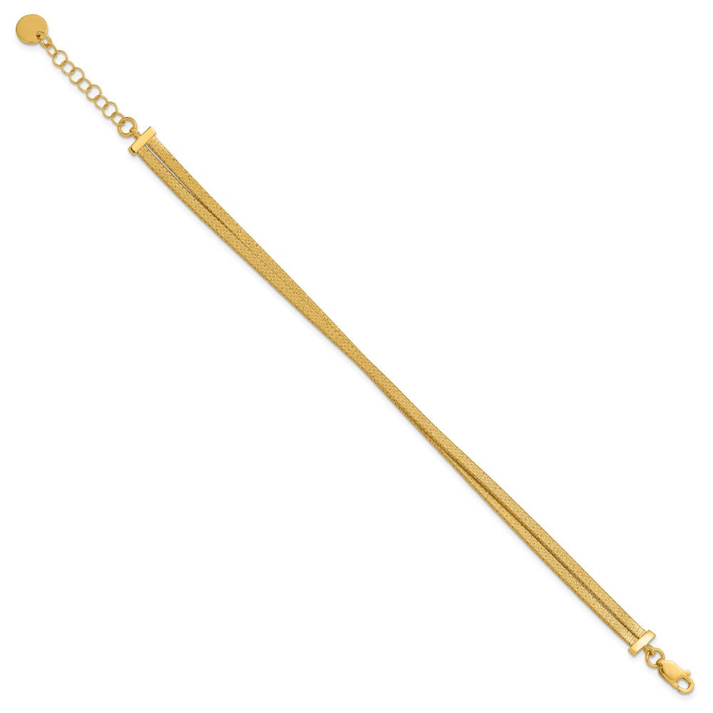 Sterling Silver Gold-pl Satin/Textured 2-Strand with 1in ext. Bracele