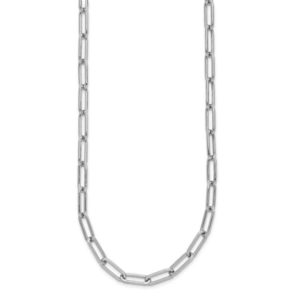 Sterling Silver Rhodium-plated Polished Paperclip Toggle Necklace