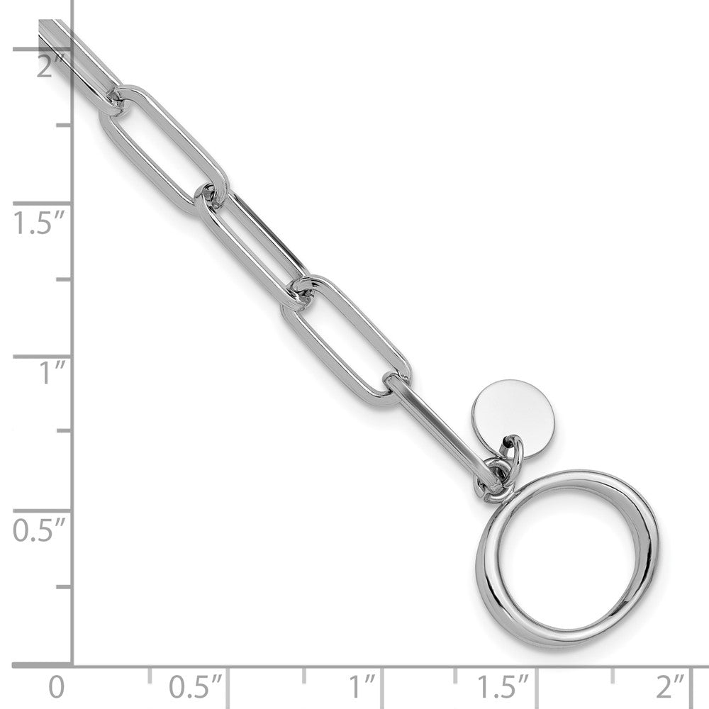 Sterling Silver Rhodium-plated Polished Paperclip Toggle Bracelet