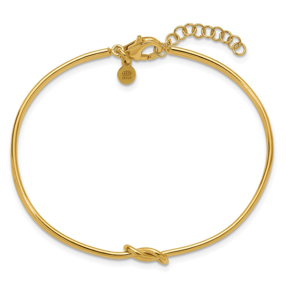 Sterling Silver Gold-plated Polished Love Knot with 1in ext. Bangle