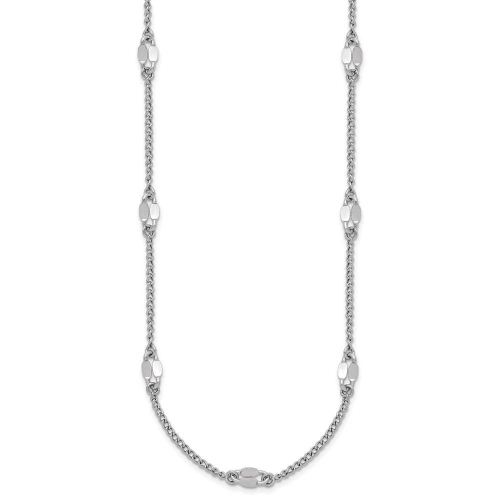 Sterling Silver Rhodium-plated Fancy Link with 2in ext. Necklace