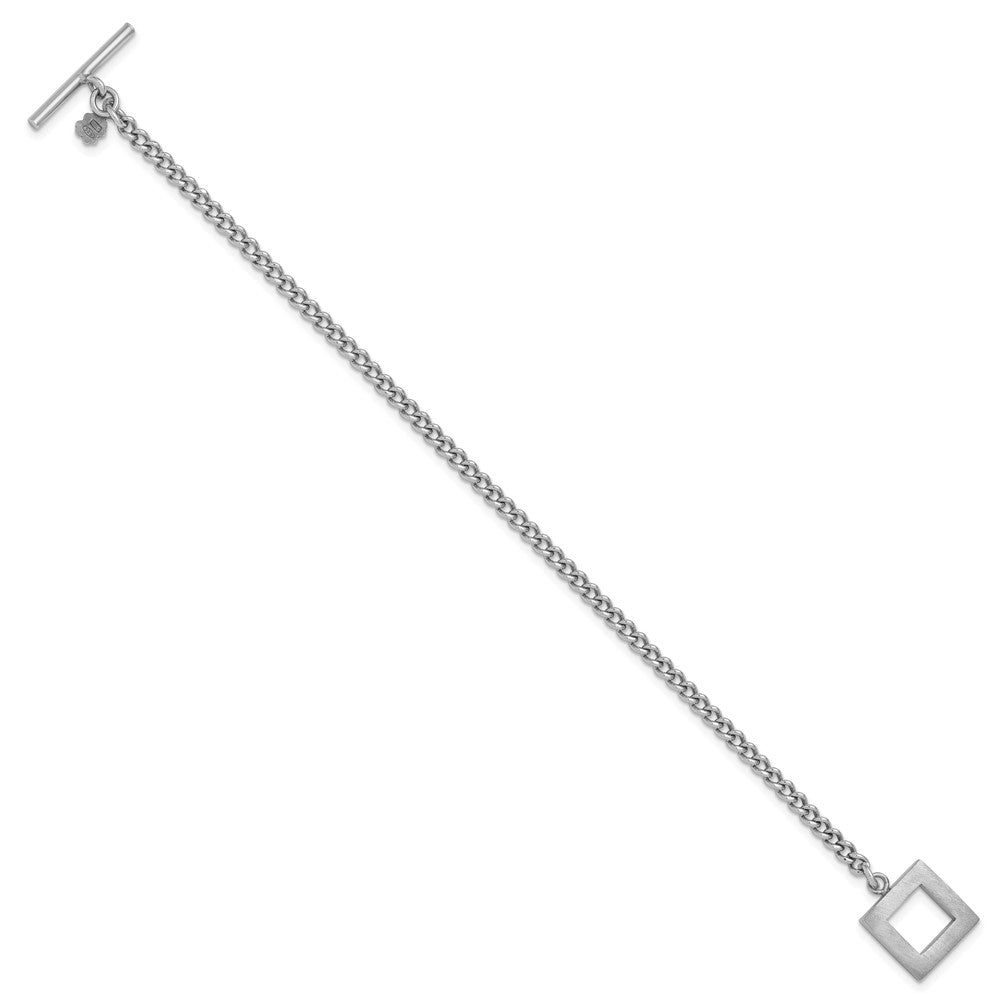 Sterling Silver Rhodium-plated Polished Fancy Toggle Bracelet