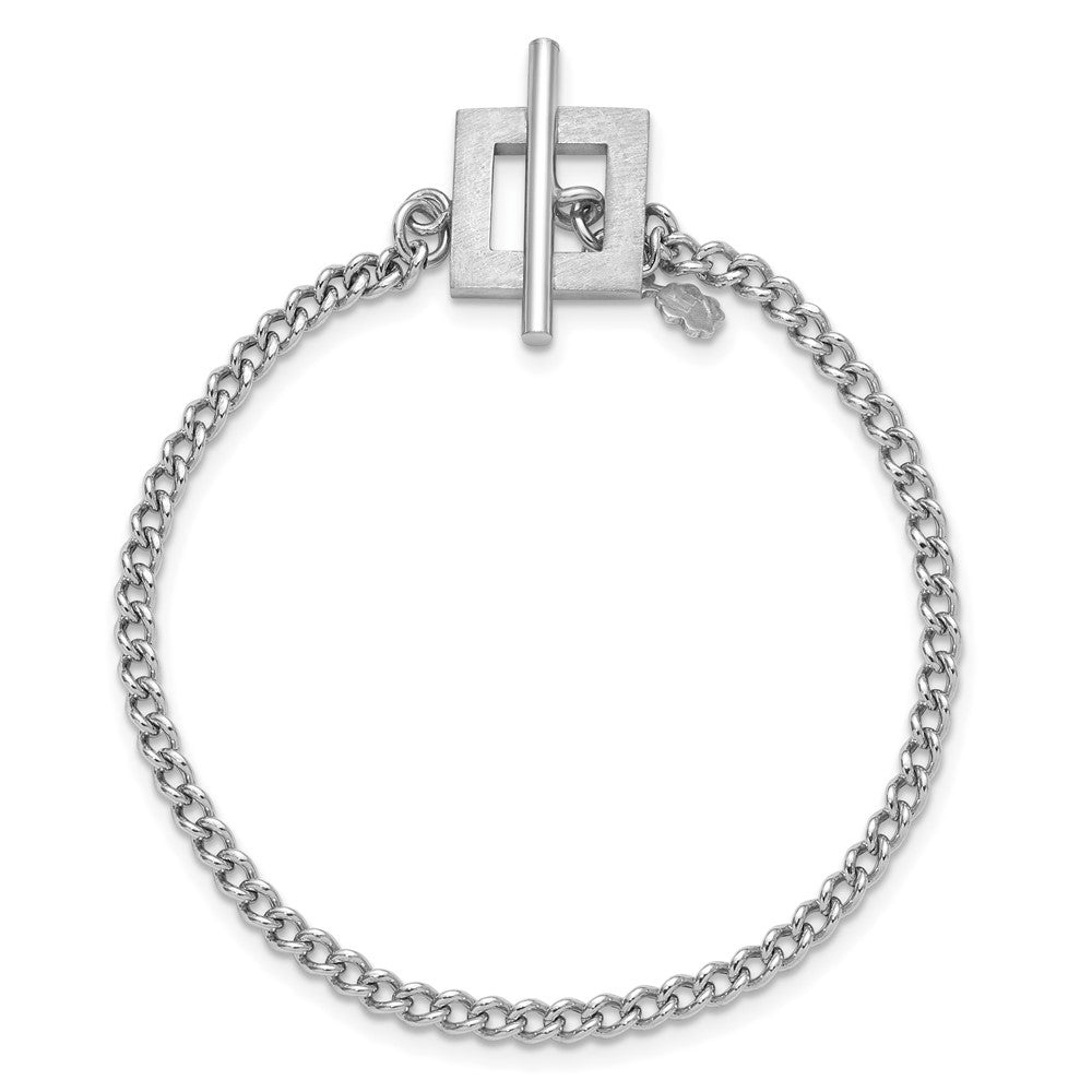 Sterling Silver Rhodium-plated Polished Fancy Toggle Bracelet
