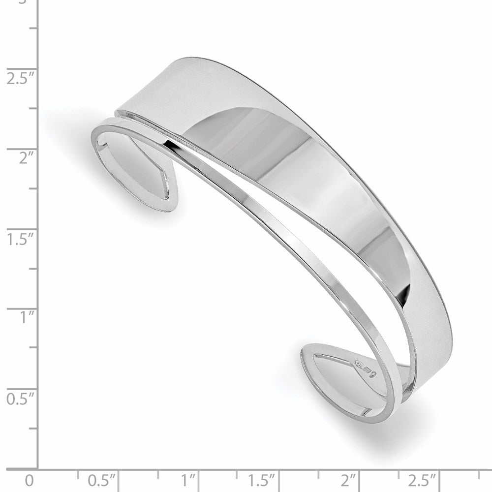 Sterling Silver Rhodium-plated Polished Fancy Cuff Bangle
