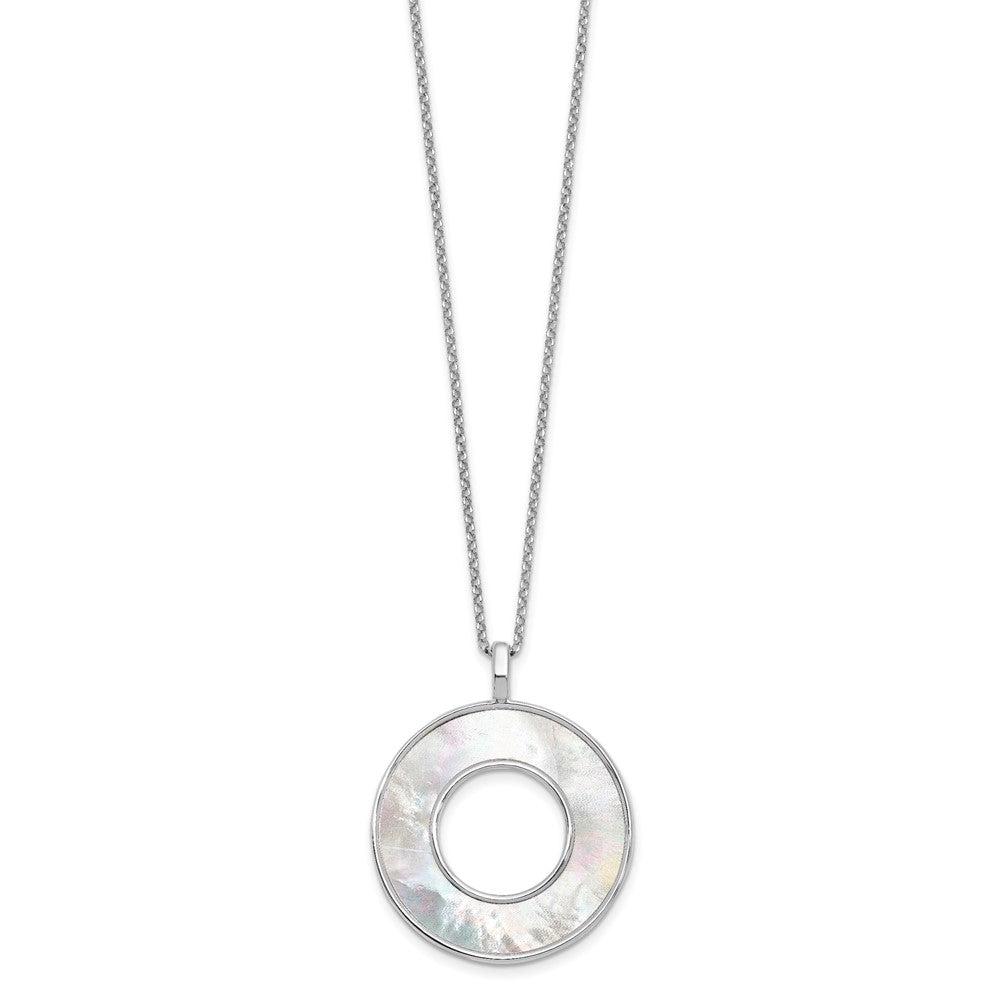 Sterling Silver Rhodium-plated MOP Circle Pendant Necklace