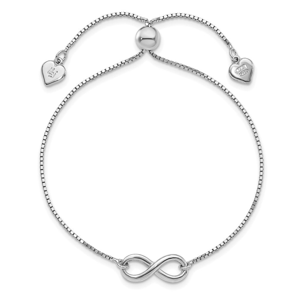 Sterling Silver Rhodium-plated Polished Infinity Adjustable Bracelet