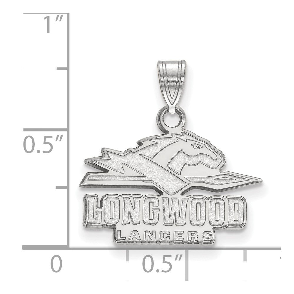 Sterling Silver Rhodium-plated Longwood University Small Pendant