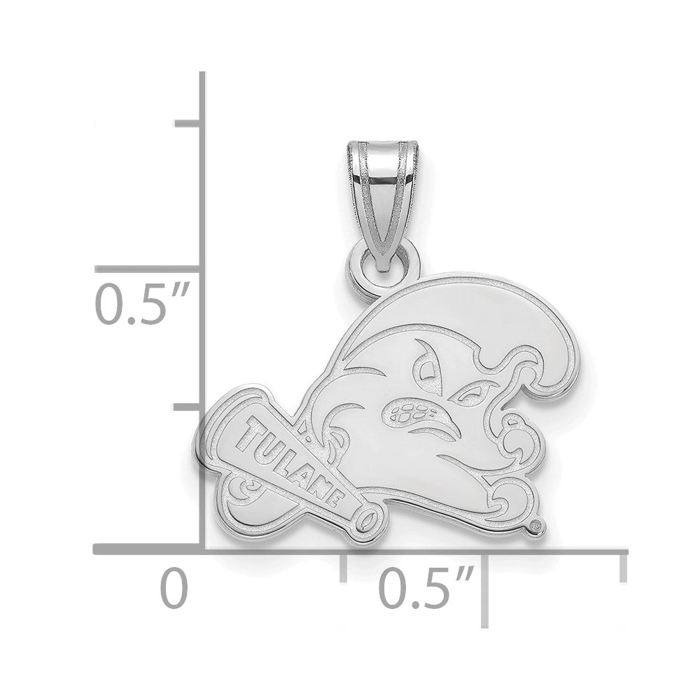 Sterling Silver Rhodium-plated Tulane University Small Pendant