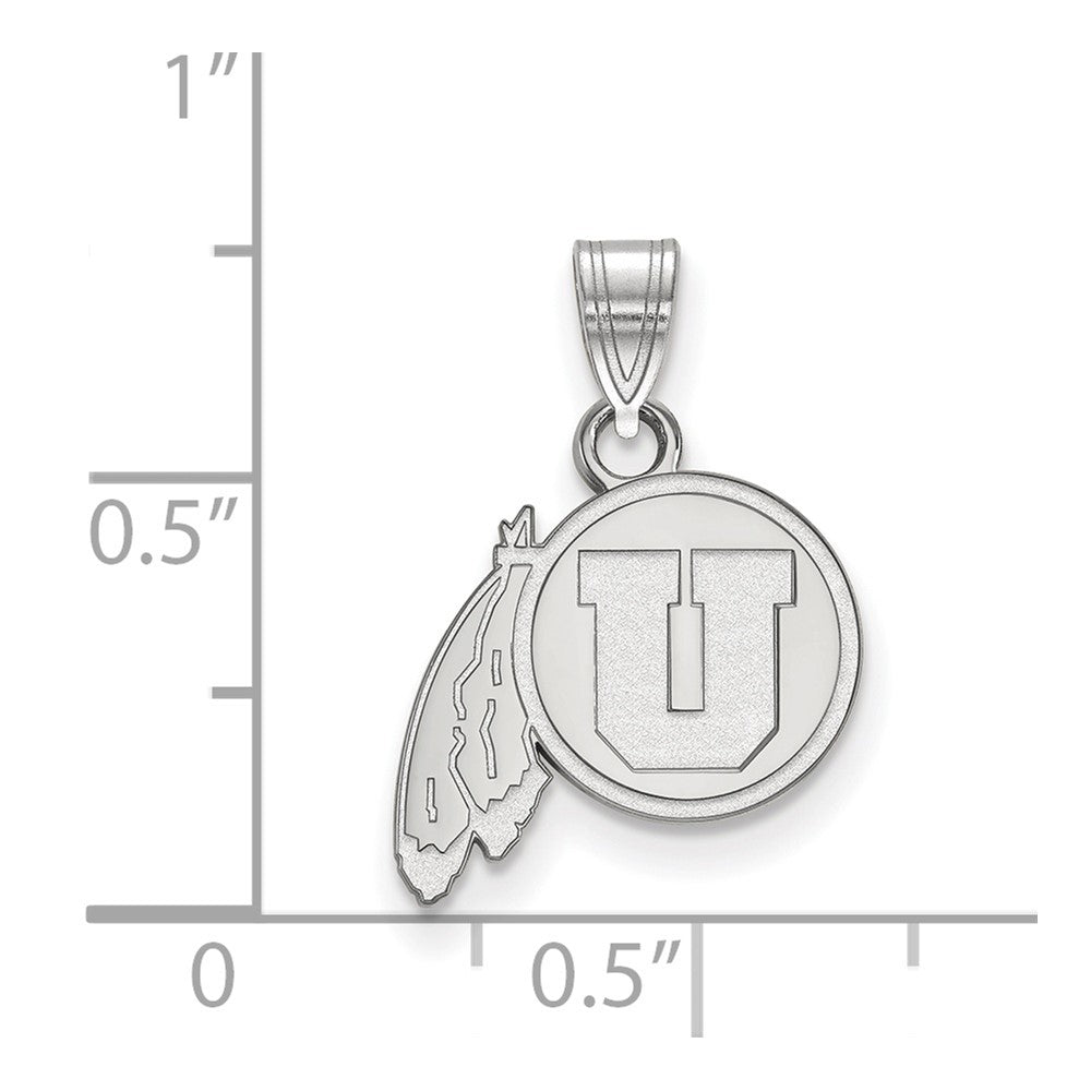 Sterling Silver Rhodium-plated University of Utah Small Pendant