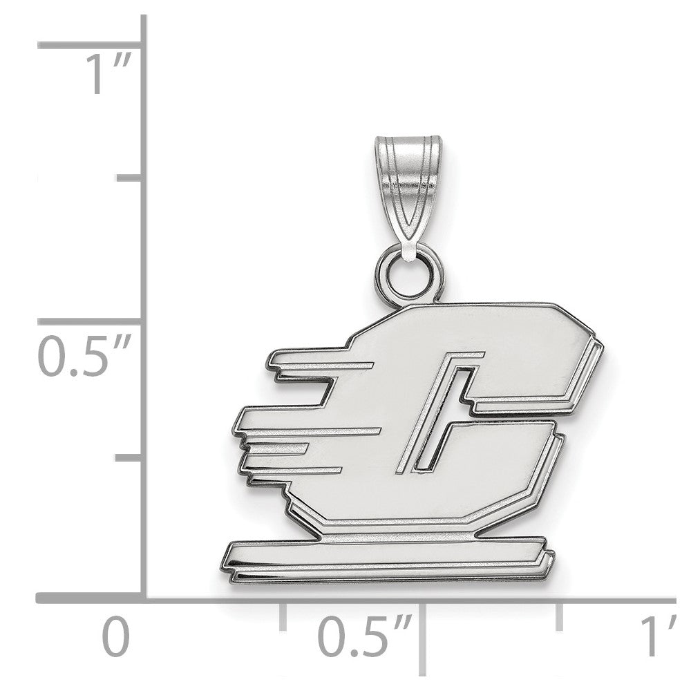 Sterling Silver Rhodium-plated Central Michigan U. Small Pendant
