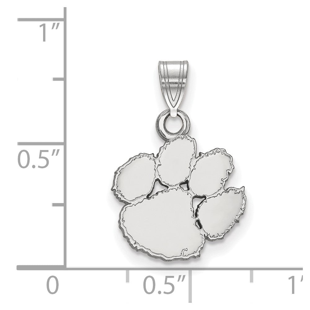 Sterling Silver Rhodium-plated Clemson University Small Pendant