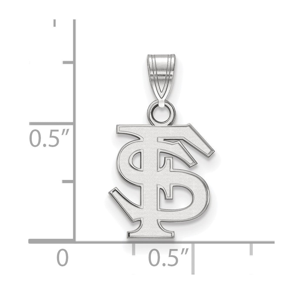 Sterling Silver Rhodium-plated Florida State University Small Pendant