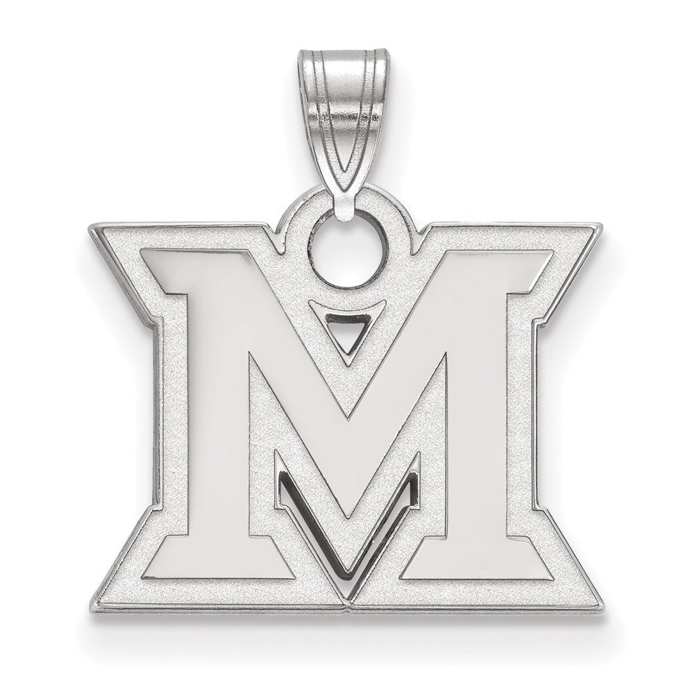 Sterling Silver Rhodium-plated Miami University Small Pendant