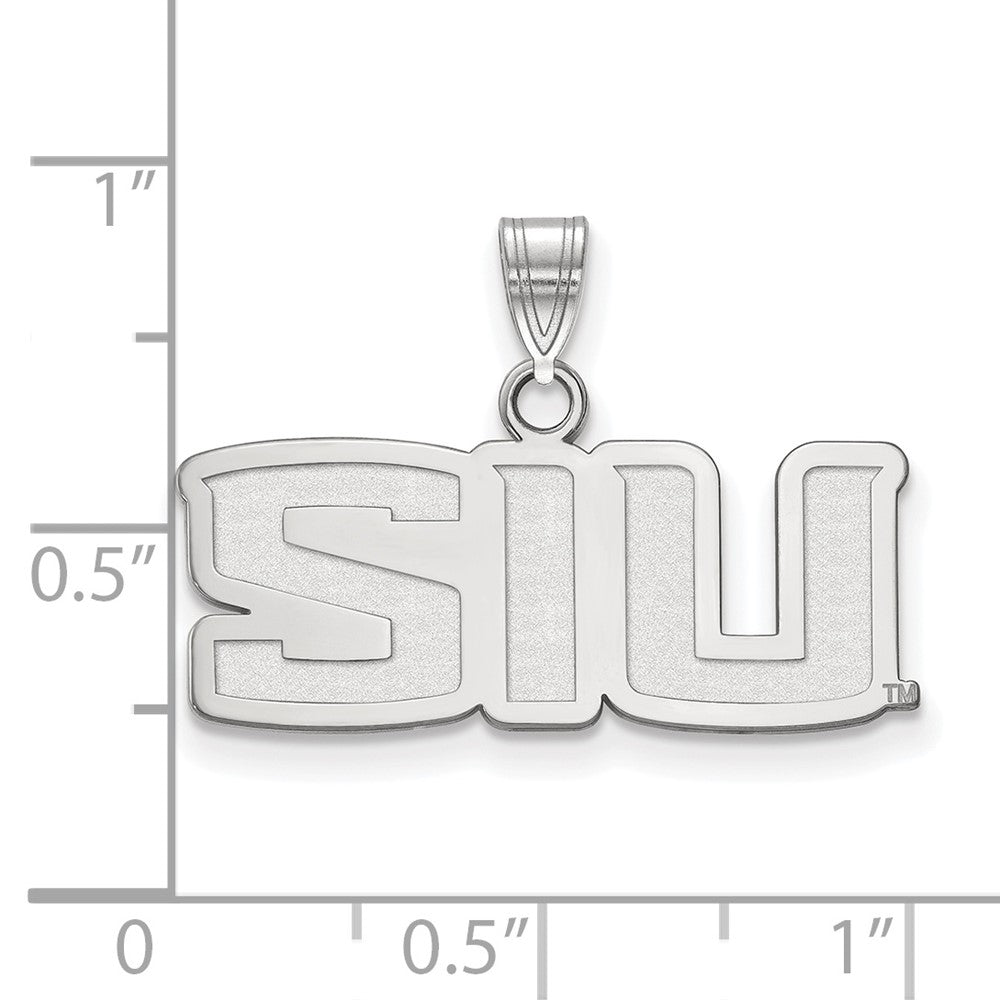 Sterling Silver Rhodium-plated Southern Illinois Univ. Small Pendant
