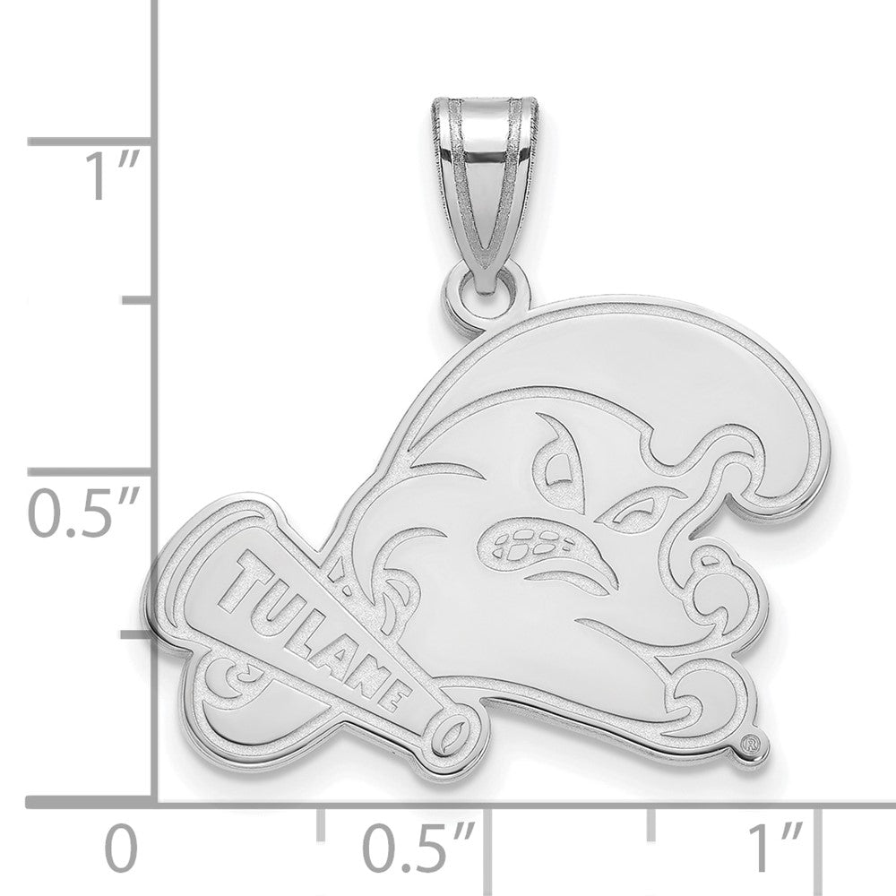 Sterling Silver Rhodium-plated Tulane University Large Pendant