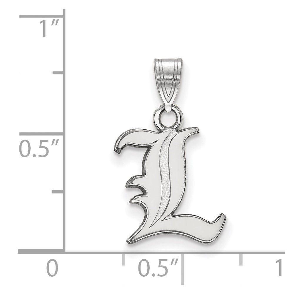 Sterling Silver Rhodium-plated University of Louisville Small Pendant