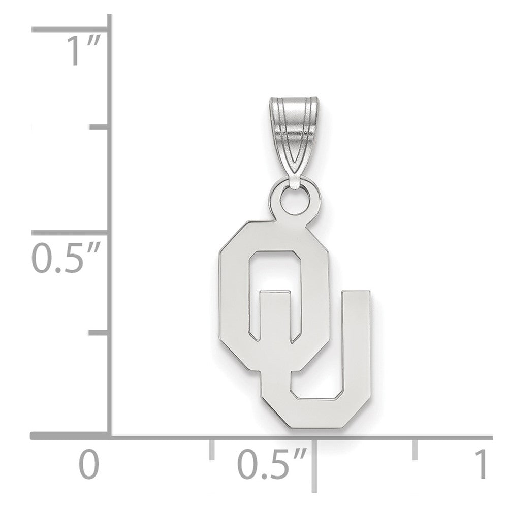 Sterling Silver Rhodium-plated University of Oklahoma Small Pendant