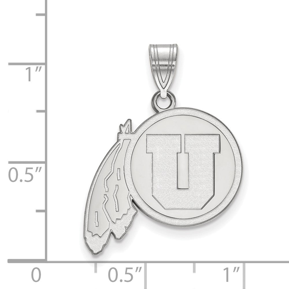 Sterling Silver Rhodium-plated University of Utah Large Pendant
