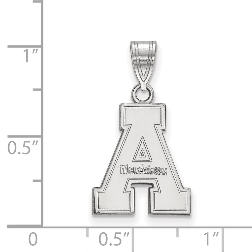 Sterling Silver Rhodium-plated Appalachian State U. Medium Pendant