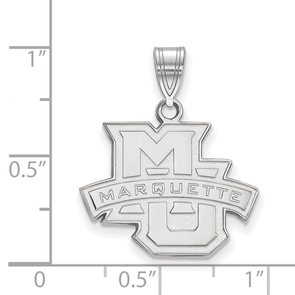 Sterling Silver Rhodium-plated Marquette University Medium Pendant