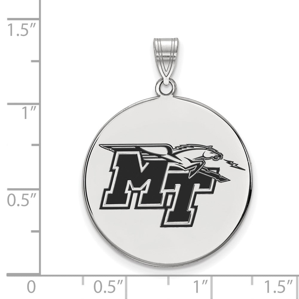 Sterling Silver Rhodium-plated Middle Tennessee State Enamel Pendant