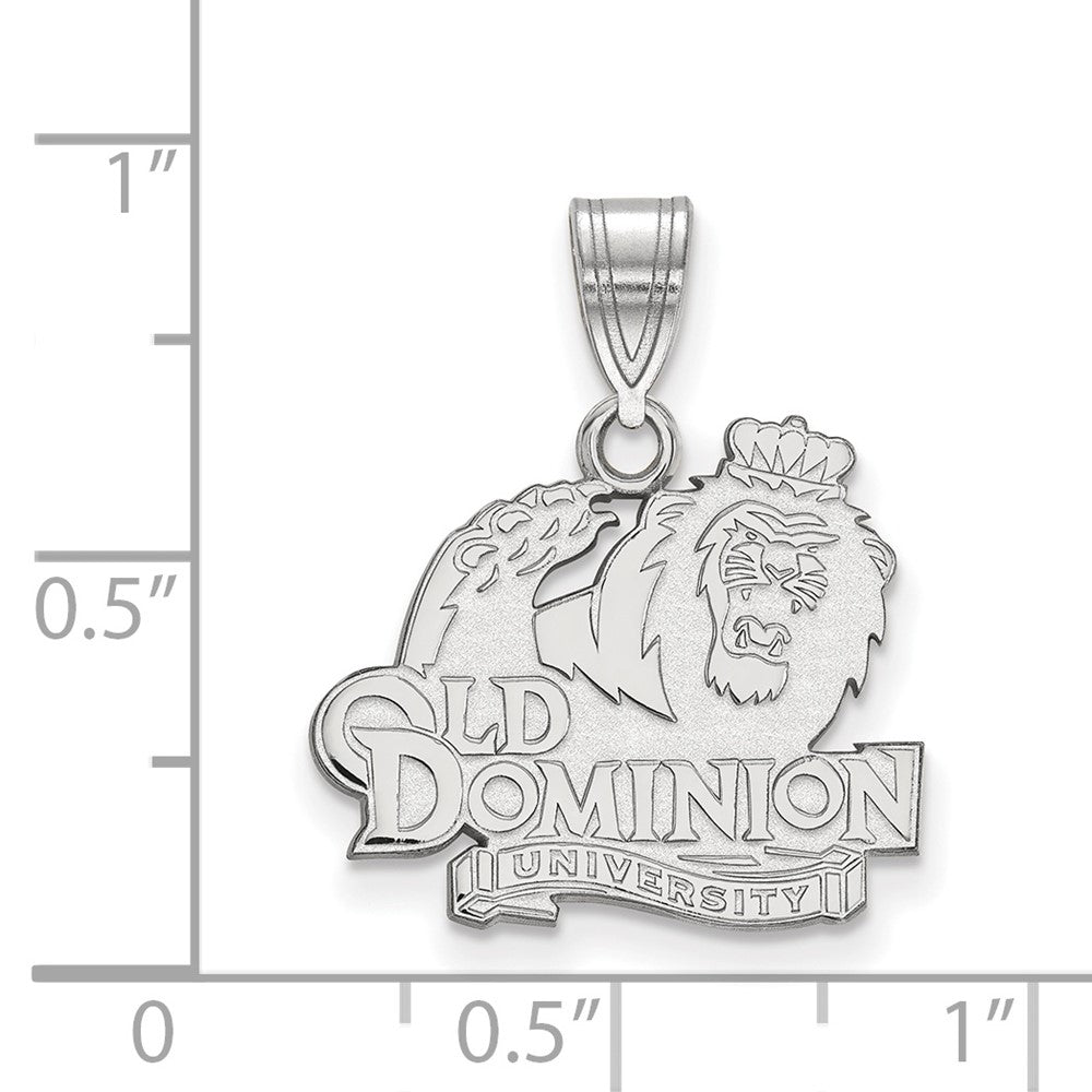 Sterling Silver Rhodium-plated Old Dominion University Medium Pendant
