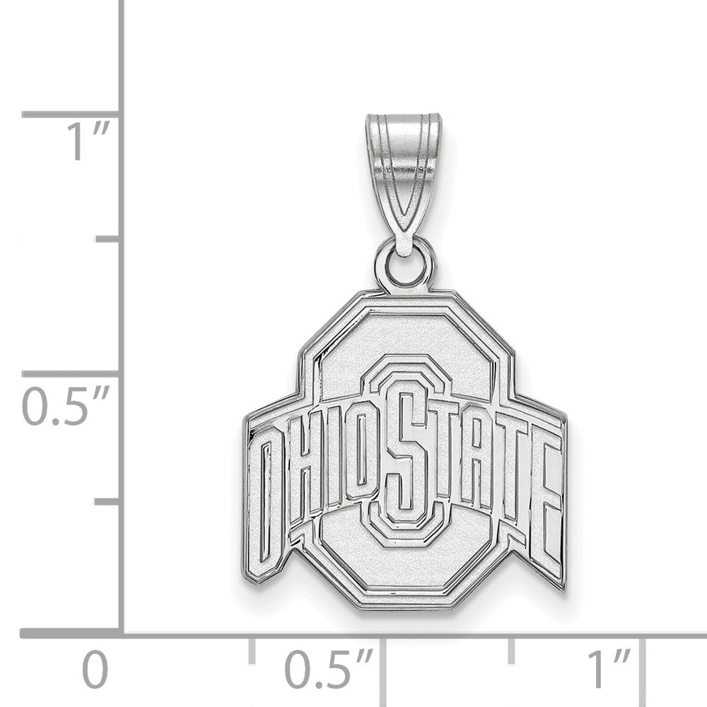 Sterling Silver Rhodium-plated Ohio State University Medium Pendant